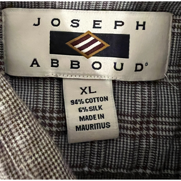 Joseph Abboud Mens Long Sleeve Oxford Shirt Size XL Brown White Elbow Patch - Picture 2 of 9